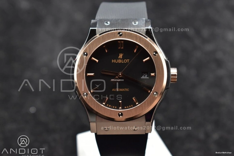 Dial HBF Black 45mm A Black Edition 588 Fusion RG Strap 1:1 on Bold Gummy Best 0414